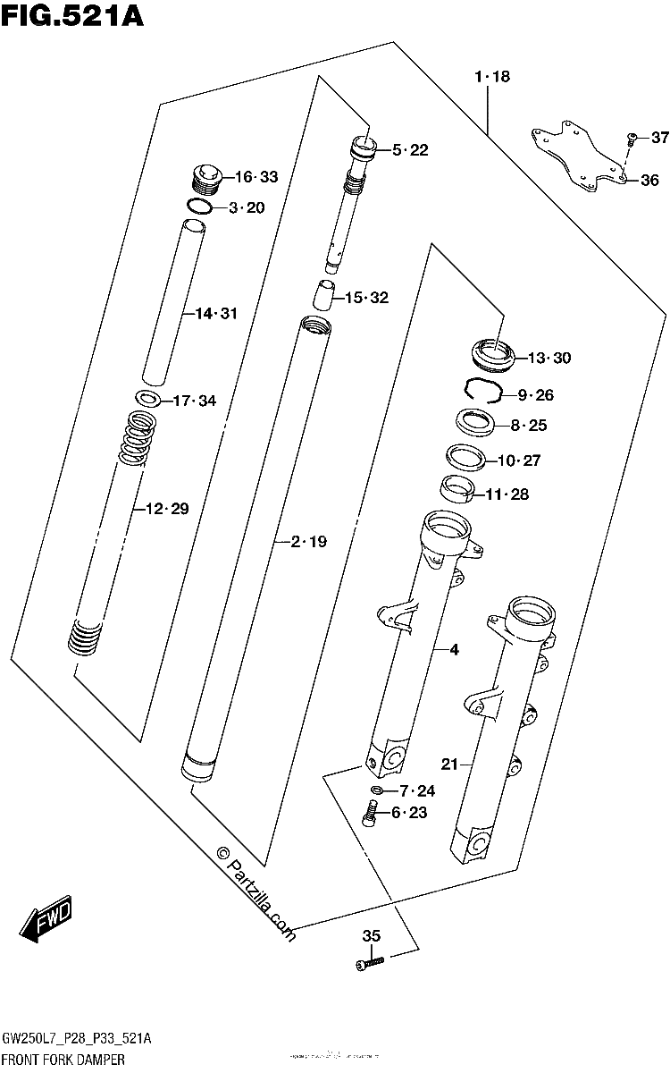 Diagrama de FRONT FORK DAMPER