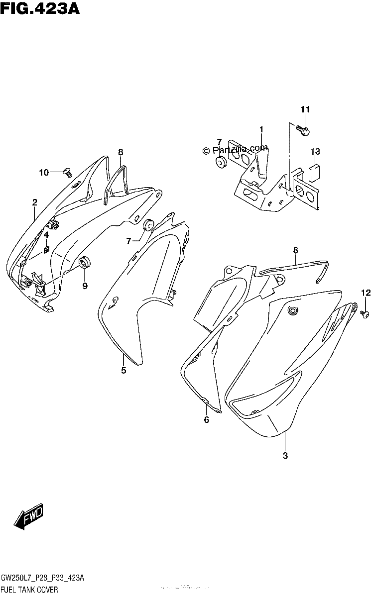 Diagrama de FUEL TANK COVER GW250L7 P28