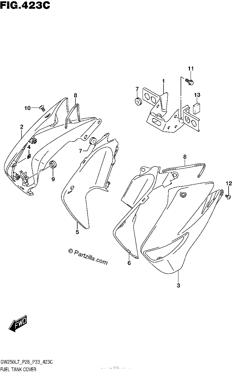 Diagrama de FUEL TANK COVER GW250L7 P33