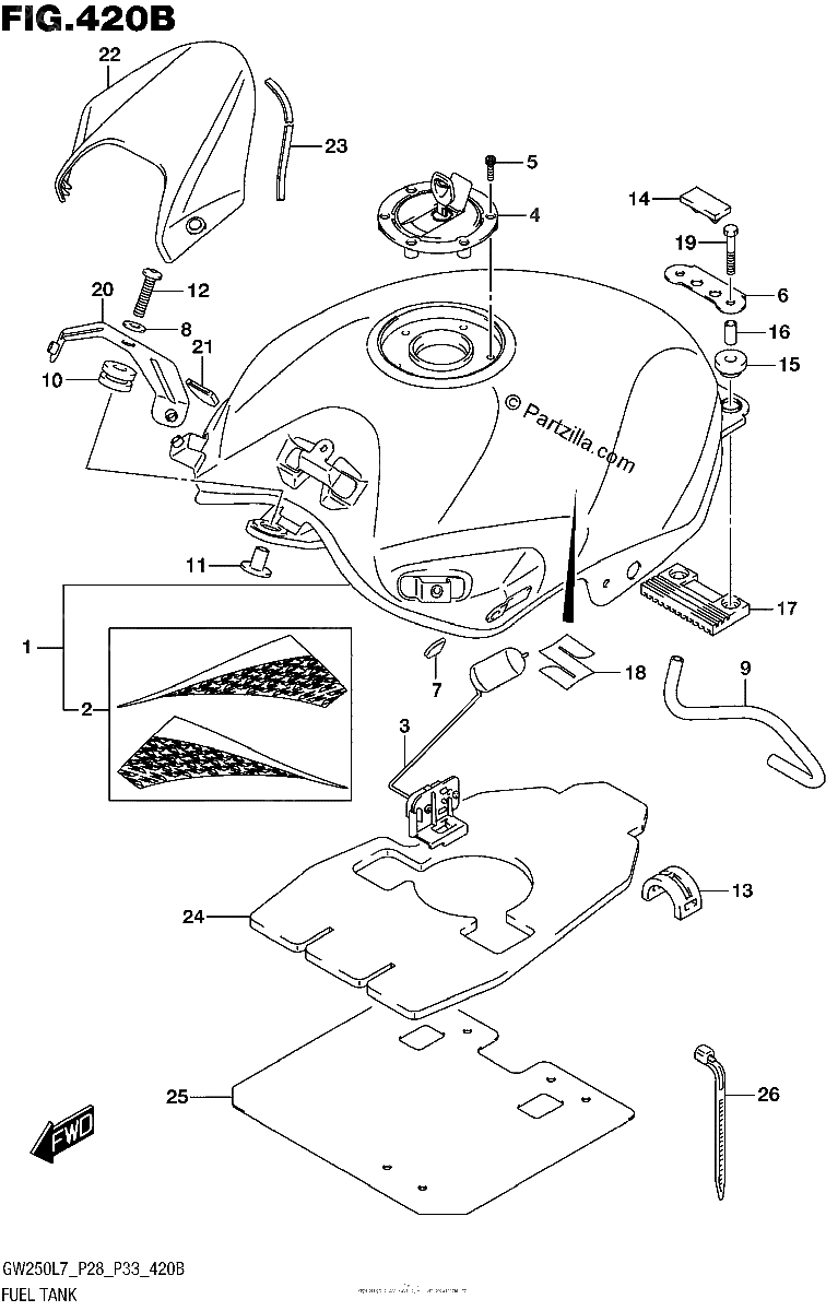 Diagrama de FUEL TANK GW250ZL7 P28