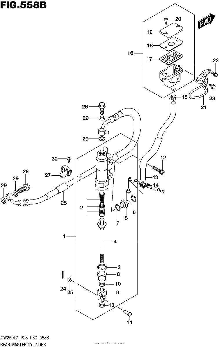 Diagrama de REAR MASTER CYLINDER GW250ZL7 P28