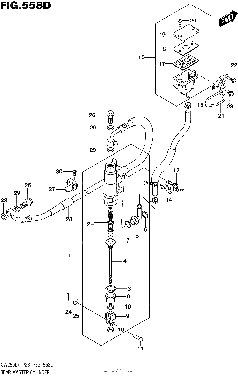 Diagrama de REAR MASTER CYLINDER GW250ZL7 P33