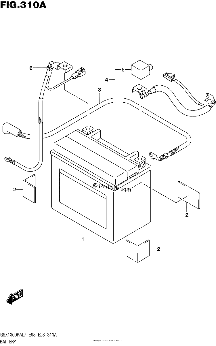 Diagrama de BATTERY GSX1300RAL7 E03