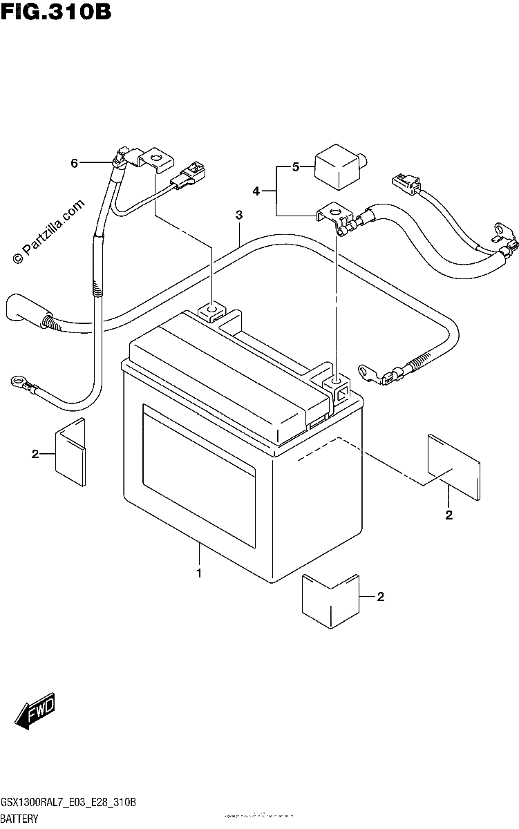 Diagrama de BATTERY GSX1300RAL7 E28