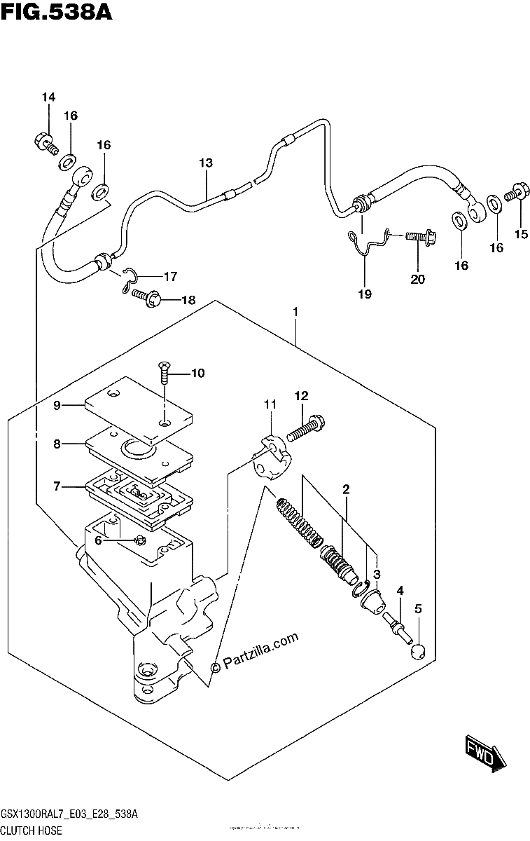 Diagrama de CLUTCH HOSE GSX1300RAL7 E03