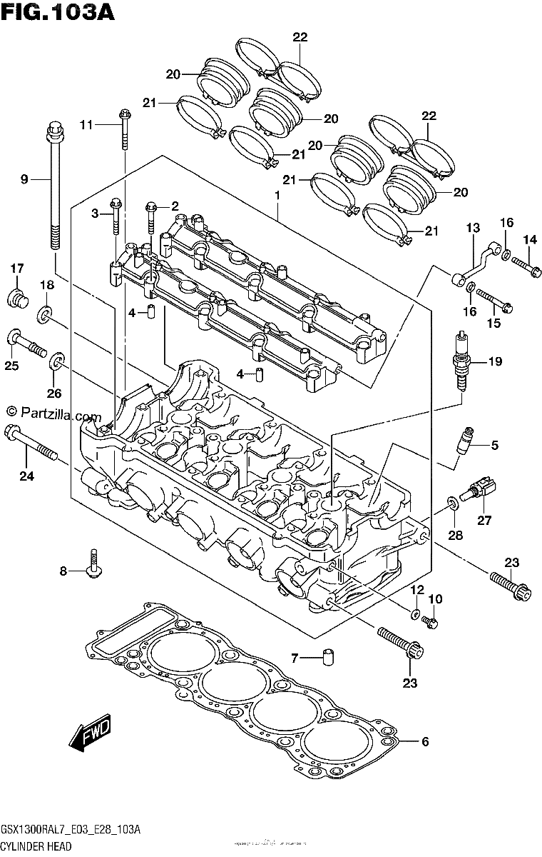 Diagrama de CYLINDER HEAD GSX1300RAL7 E03