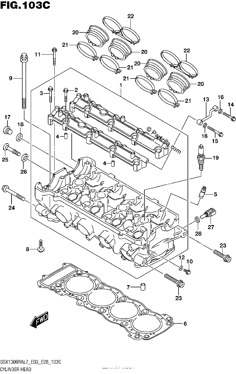 Diagrama de CYLINDER HEAD GSX1300RAL7 E33