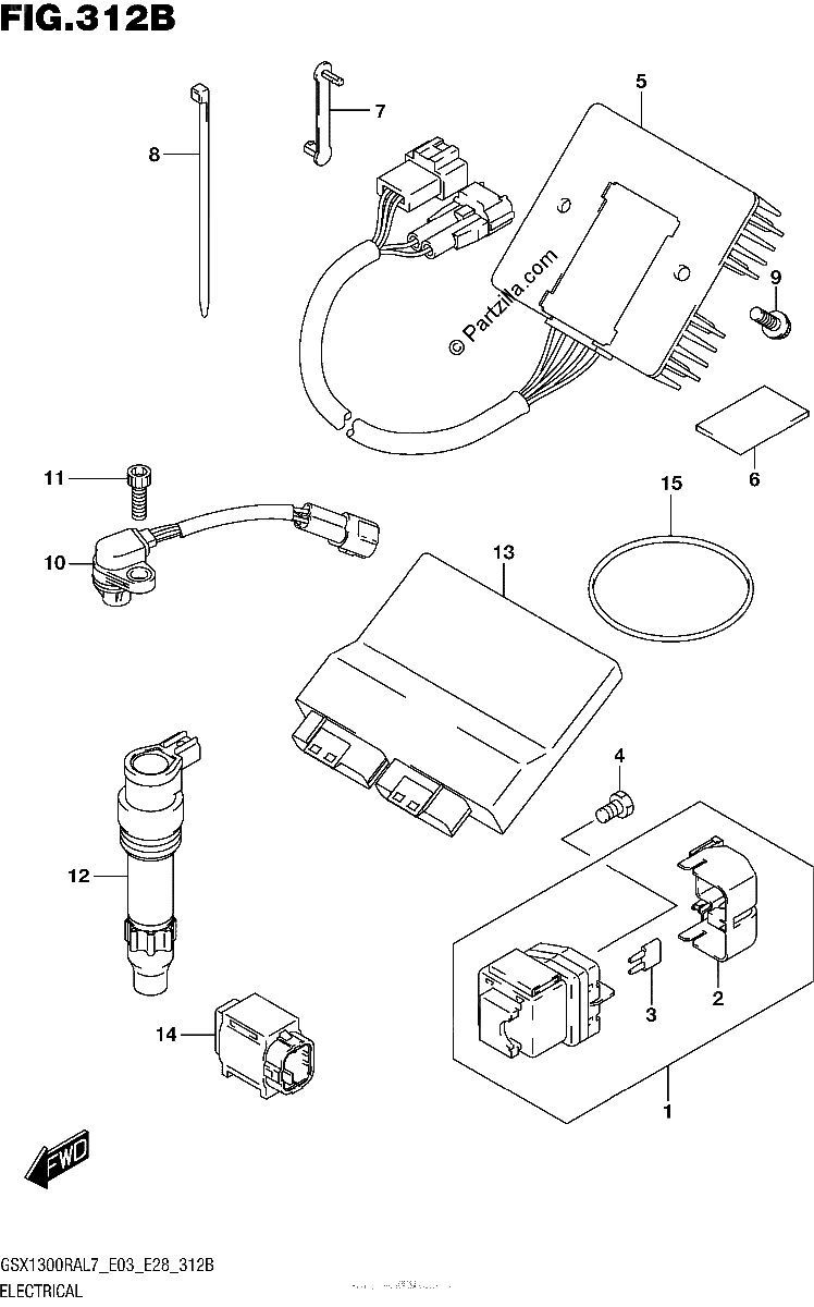 Diagrama de ELECTRICAL GSX1300RAL7 E28