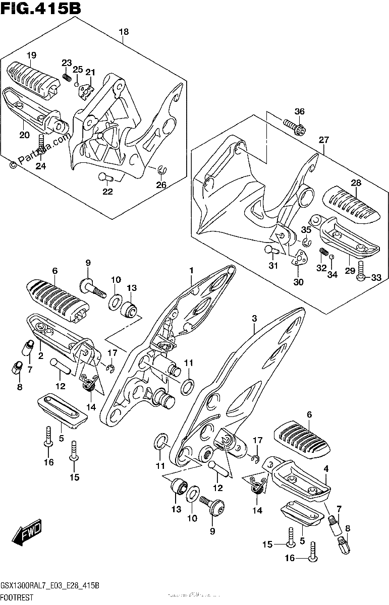 Diagrama de FOOTREST GSX1300RAL7 E28
