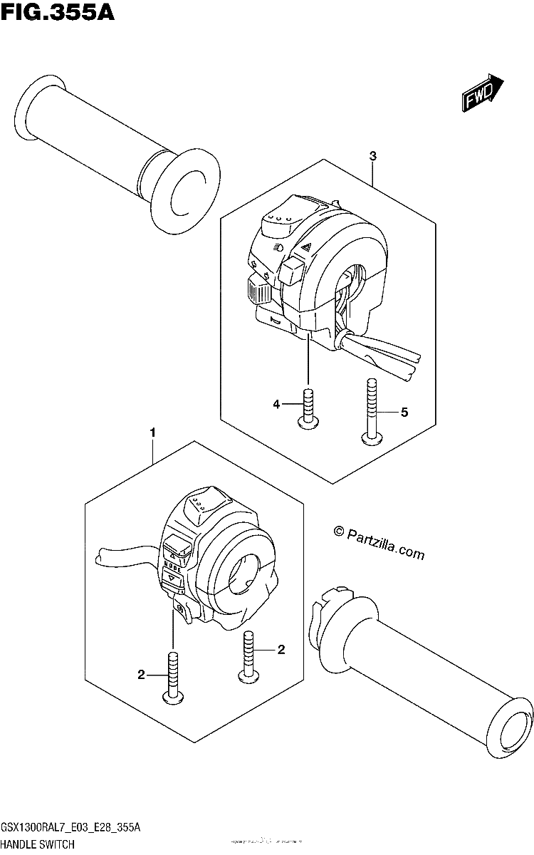Diagrama de HANDLE SWITCH GSX1300RAL7 E03