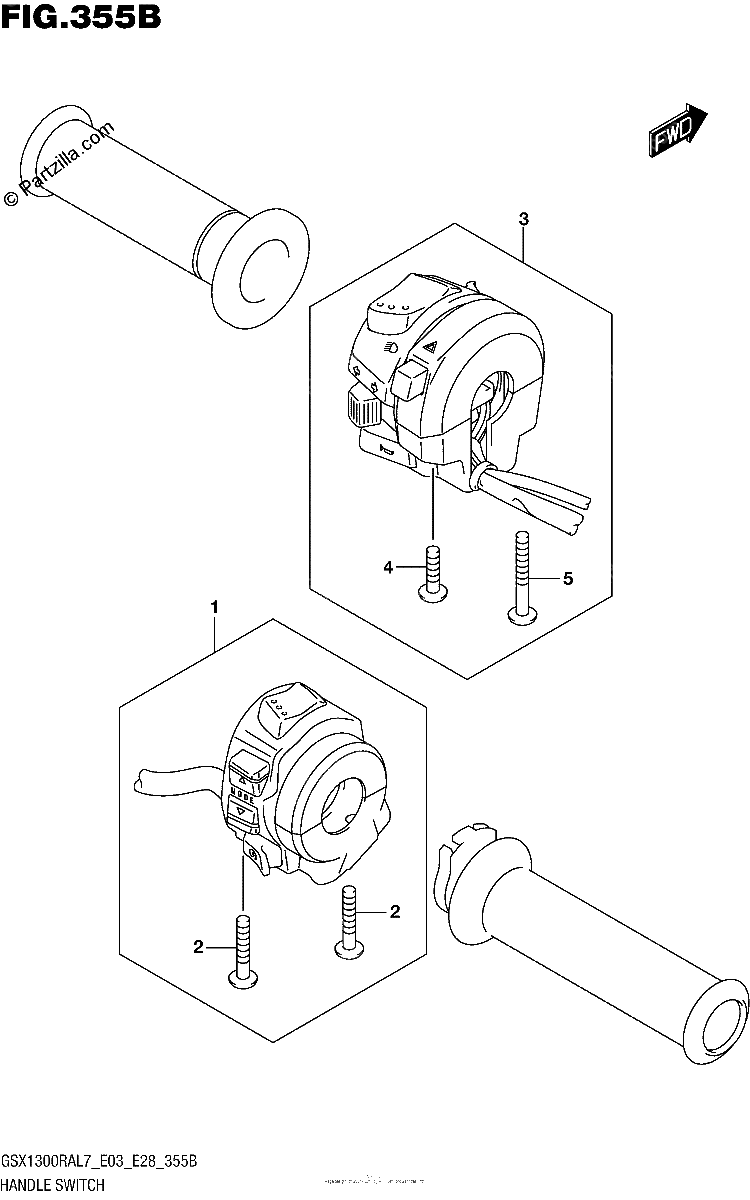 Diagrama de HANDLE SWITCH GSX1300RAL7 E28