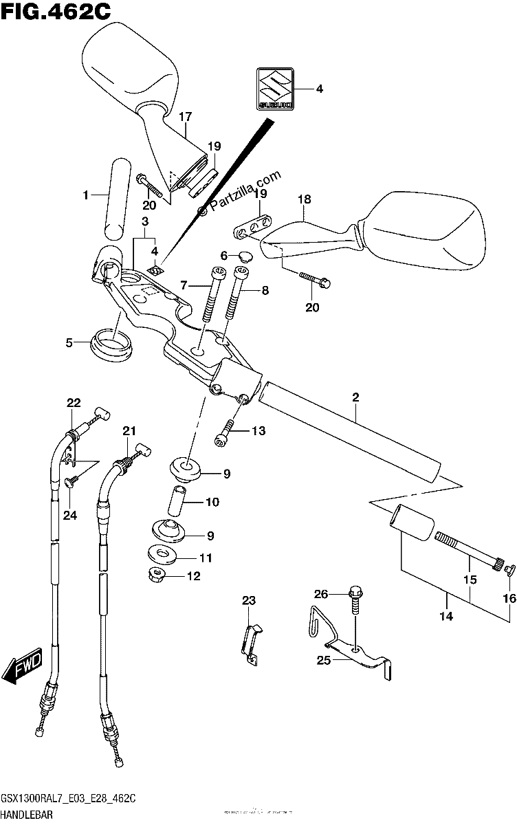 Diagrama de HANDLEBAR GSX1300RAL7 E33