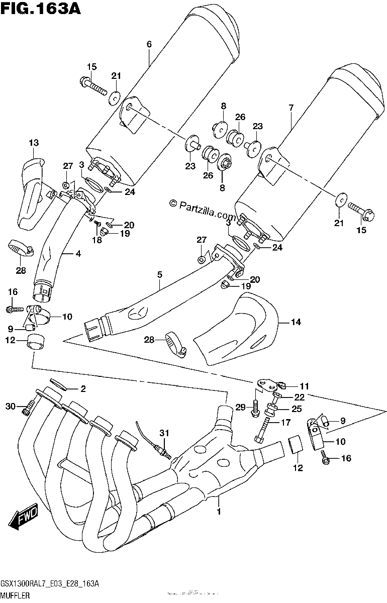 Diagrama de MUFFLER GSX1300RAL7 E03