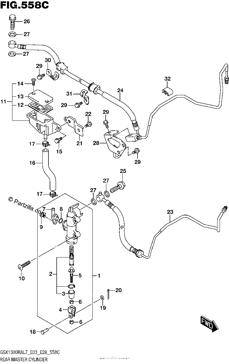 Diagrama de REAR MASTER CYLINDER GSX1300RAL7 E33