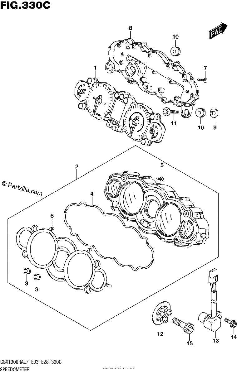 Diagrama de SPEEDOMETER GSX1300RAL7 E33