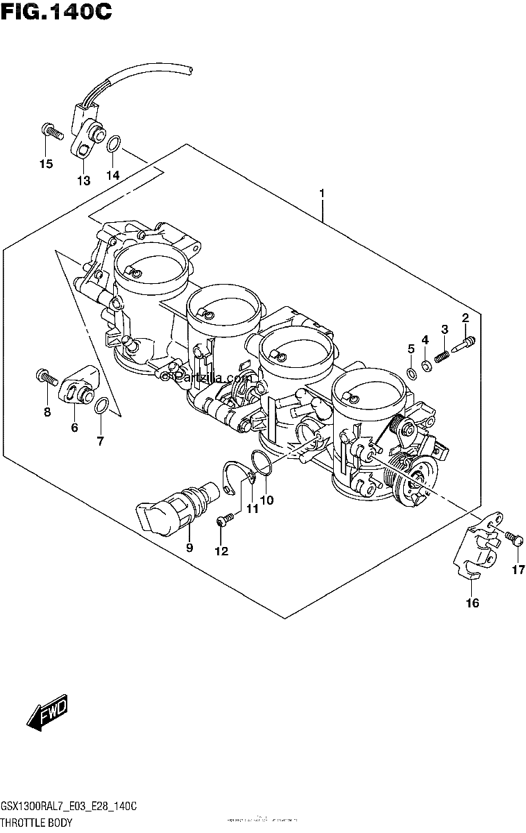 Diagrama de THROTTLE BODY GSX1300RAL7 E33