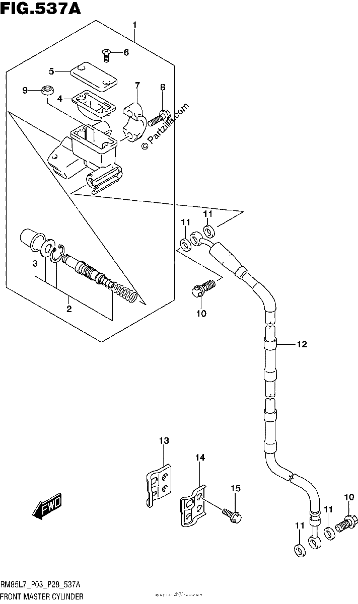 Diagrama de FRONT MASTER CYLINDER RM85L7 P03