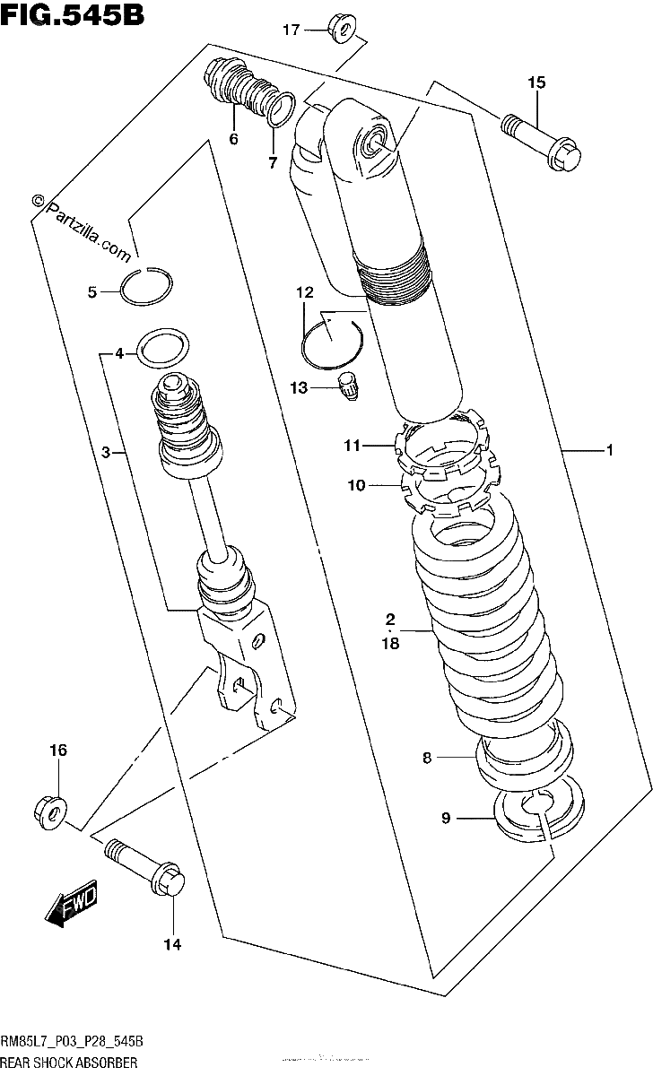 Diagrama de REAR SHOCK ABSORBER RM85L7 P28