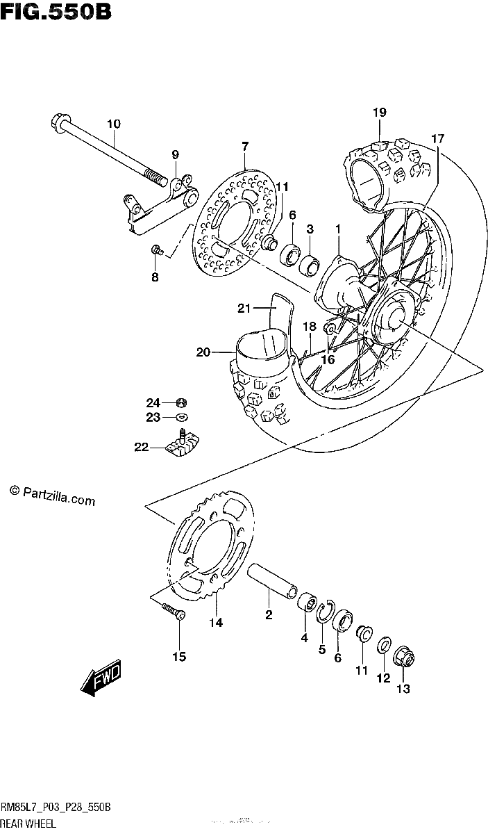 Diagrama de REAR WHEEL RM85L7 P28