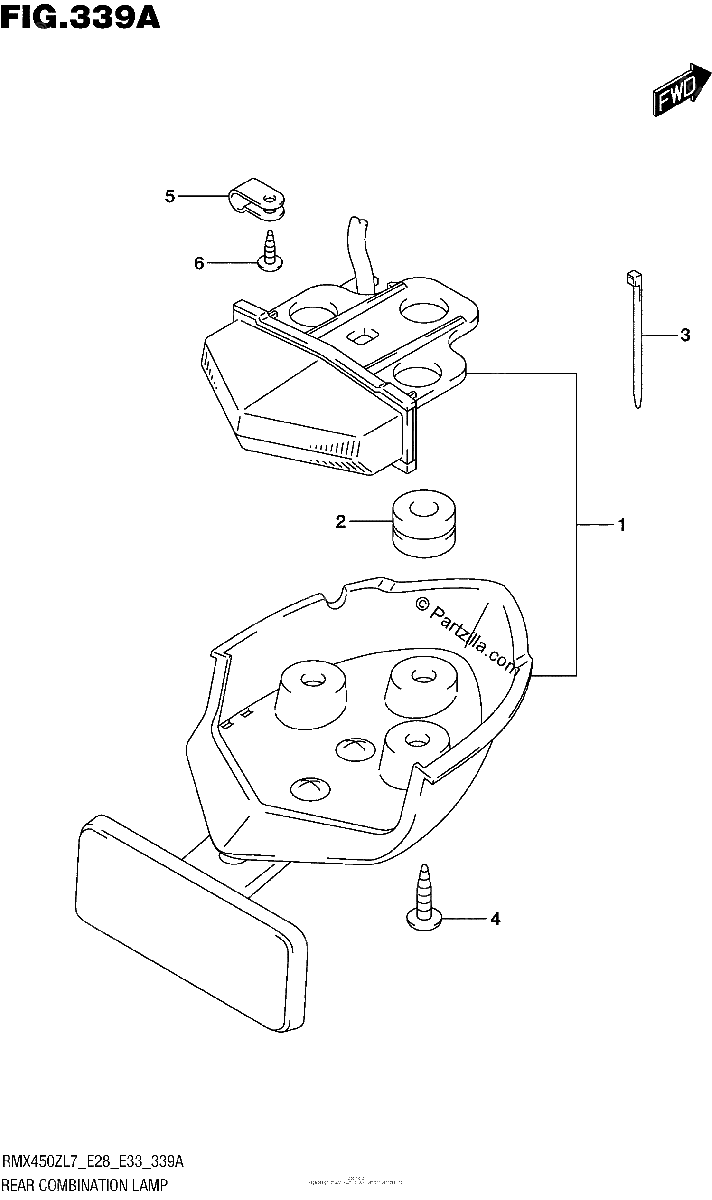 Diagrama de REAR COMBINATION LAMP RMX450ZL7 E28