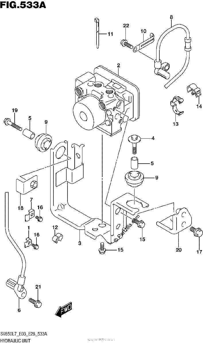 Diagrama de HYDRAULIC UNIT SV650AL7 E28