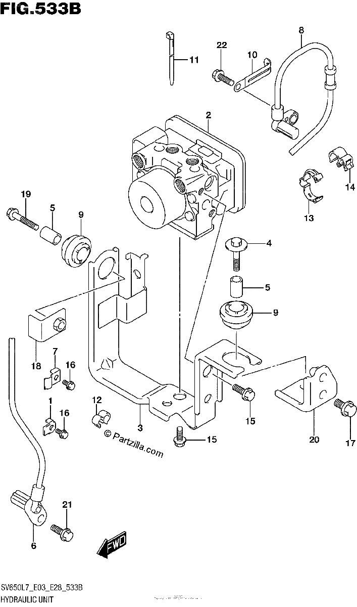 Diagrama de HYDRAULIC UNIT SV650AL7 E33