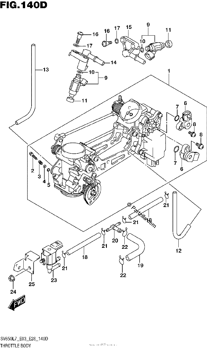 Diagrama de THROTTLE BODY SV650AL7 E33