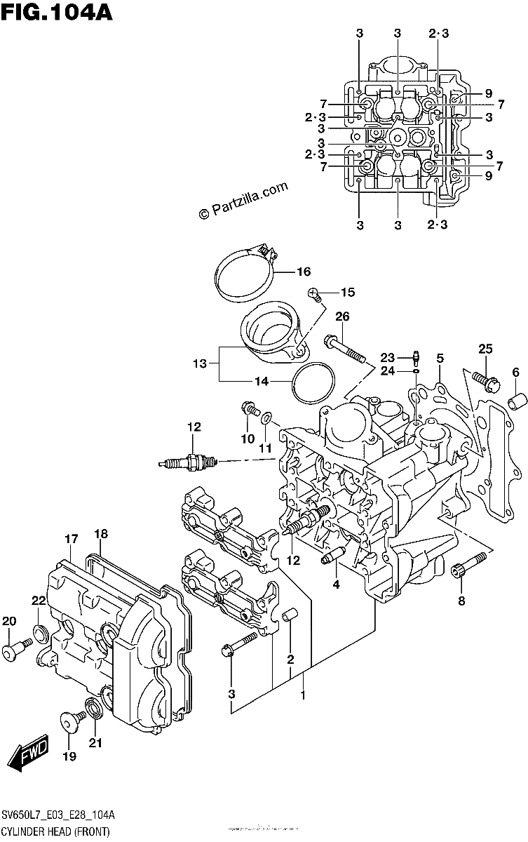 Diagrama de CYLINDER HEAD FRONT