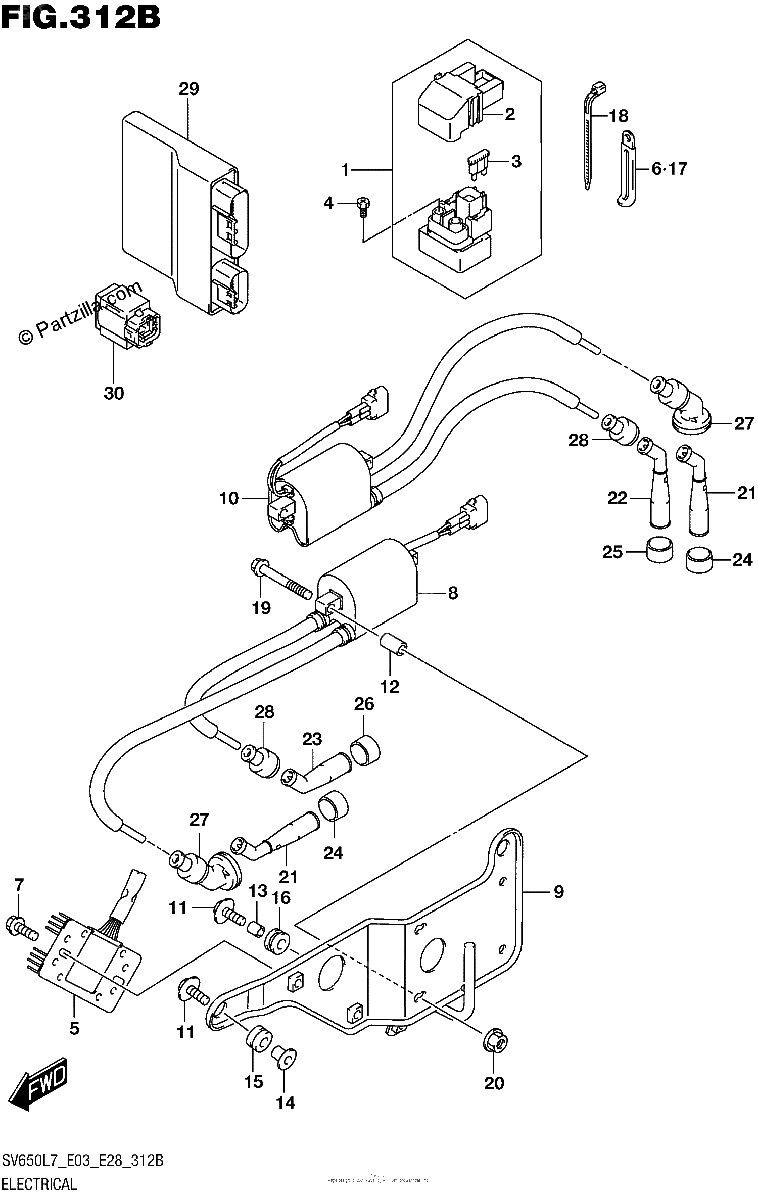 Diagrama de ELECTRICAL SV650L7 E33