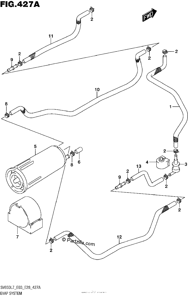 Diagrama de EVAP SYSTEM SV650L7 E33