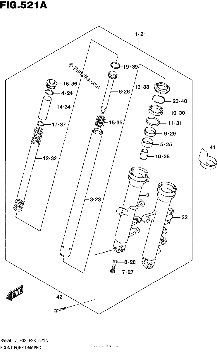 Diagrama de FRONT FORK DAMPER