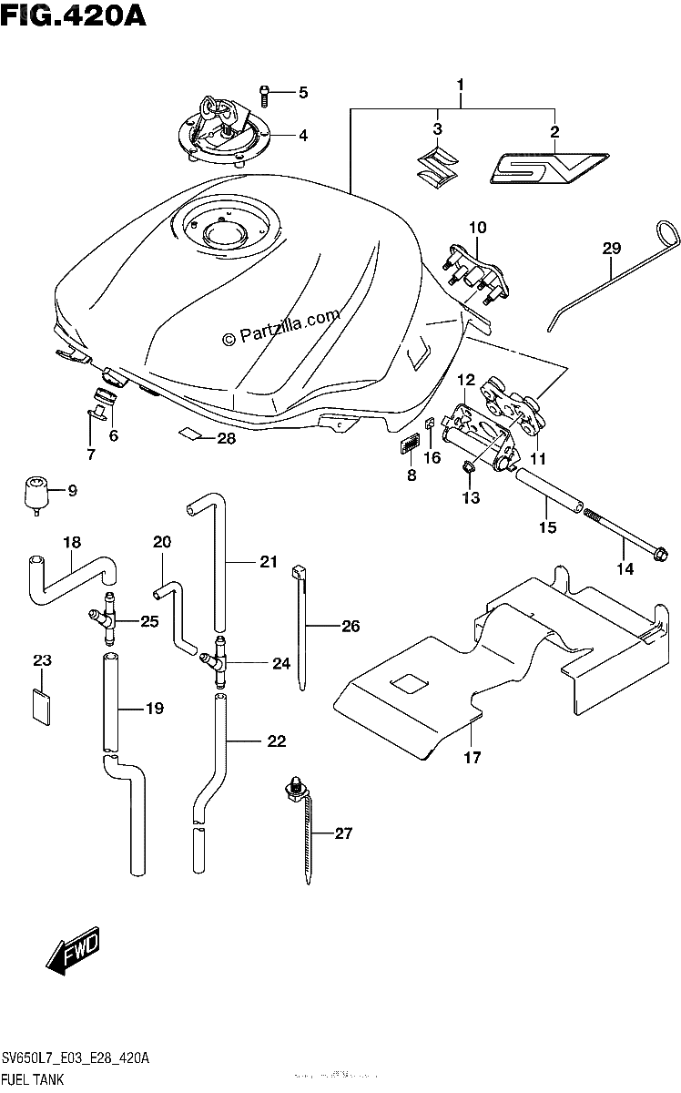 Diagrama de FUEL TANK YKV SV650L7 E03