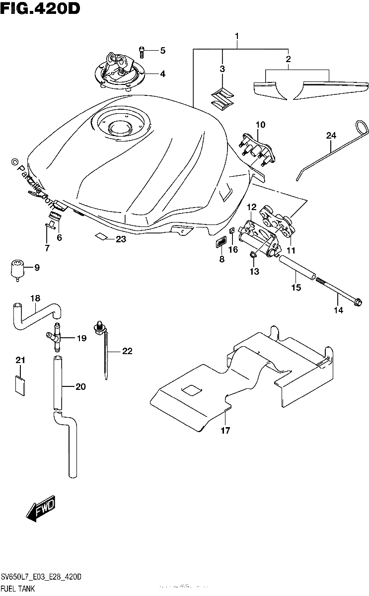 Diagrama de FUEL TANK YSF YVZ YWW SV650L7 E33