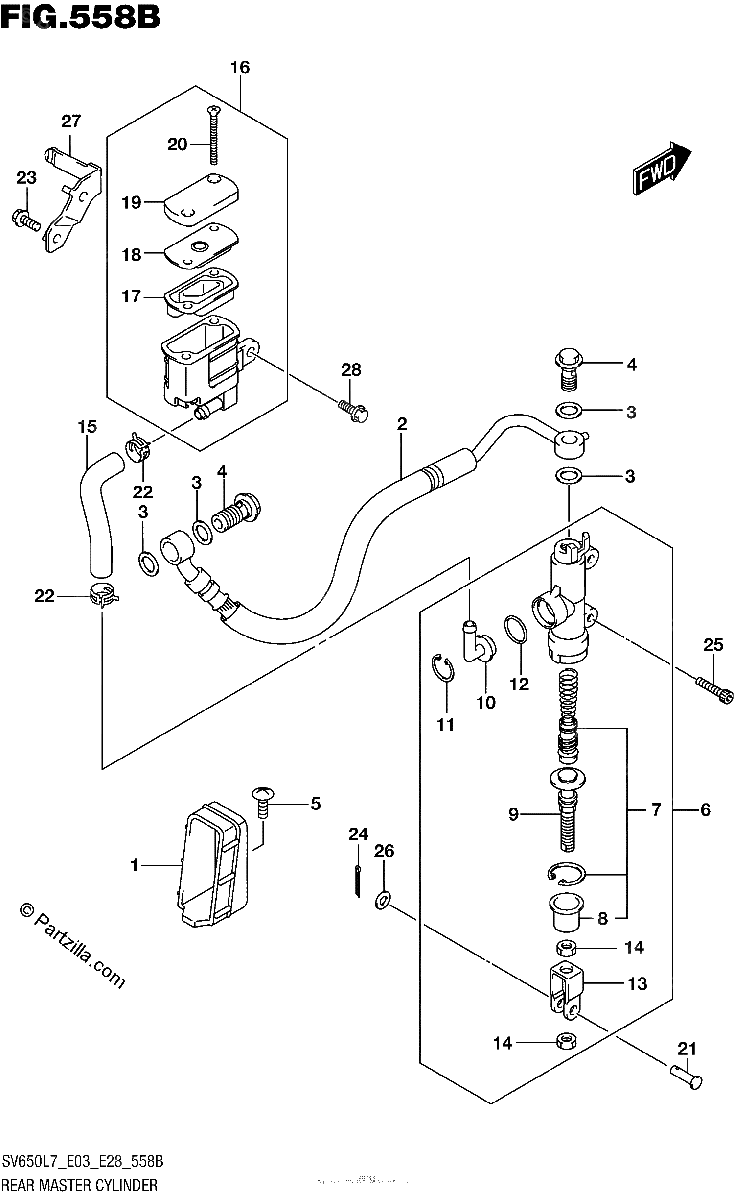 Diagrama de REAR MASTER CYLINDER SV650L7 E33