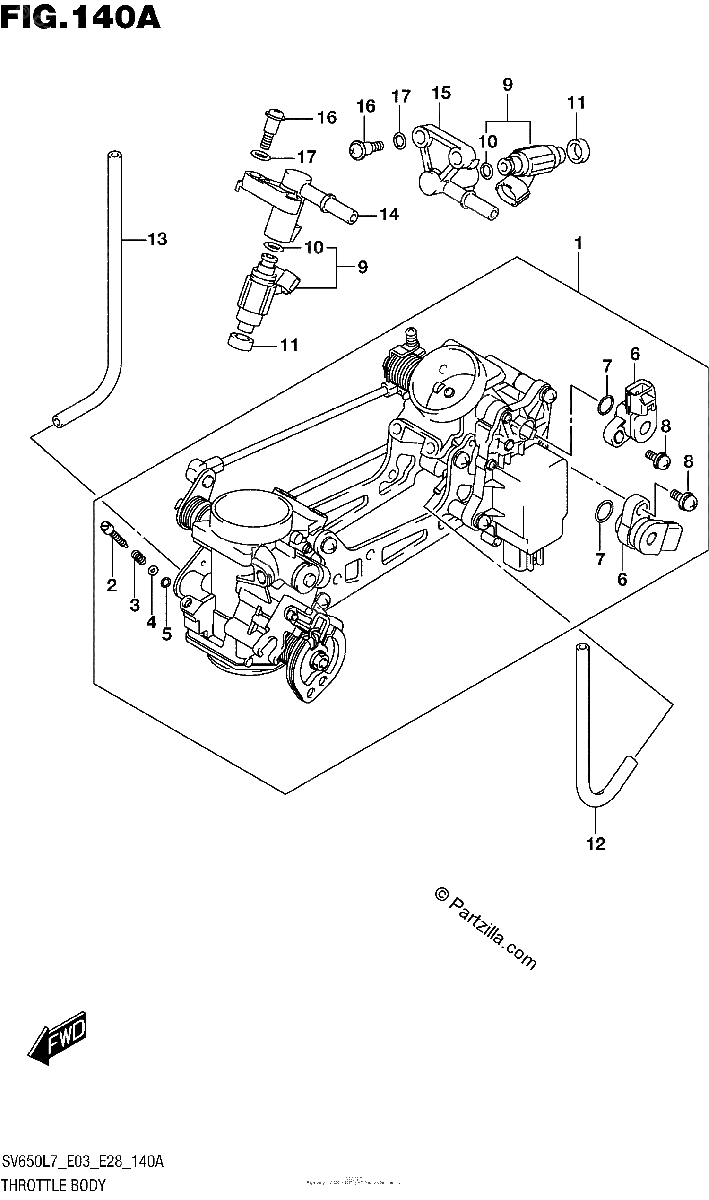 Diagrama de THROTTLE BODY SV650L7 E03