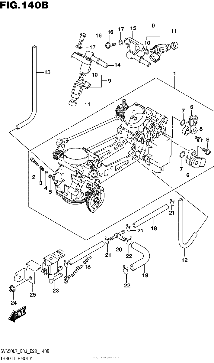 Diagrama de THROTTLE BODY SV650L7 E33