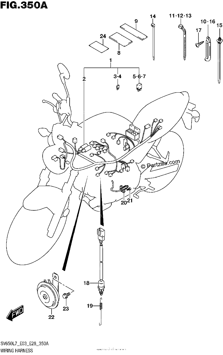 Diagrama de WIRING HARNESS SV650L7 E03