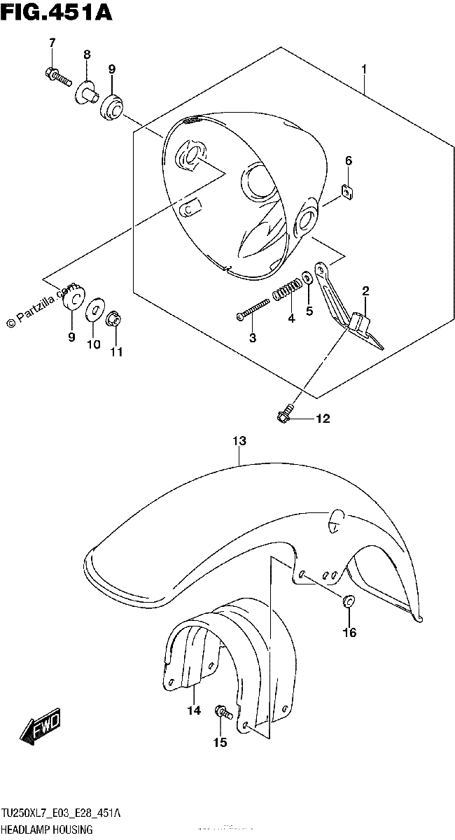 Diagrama de HEADLAMP HOUSING