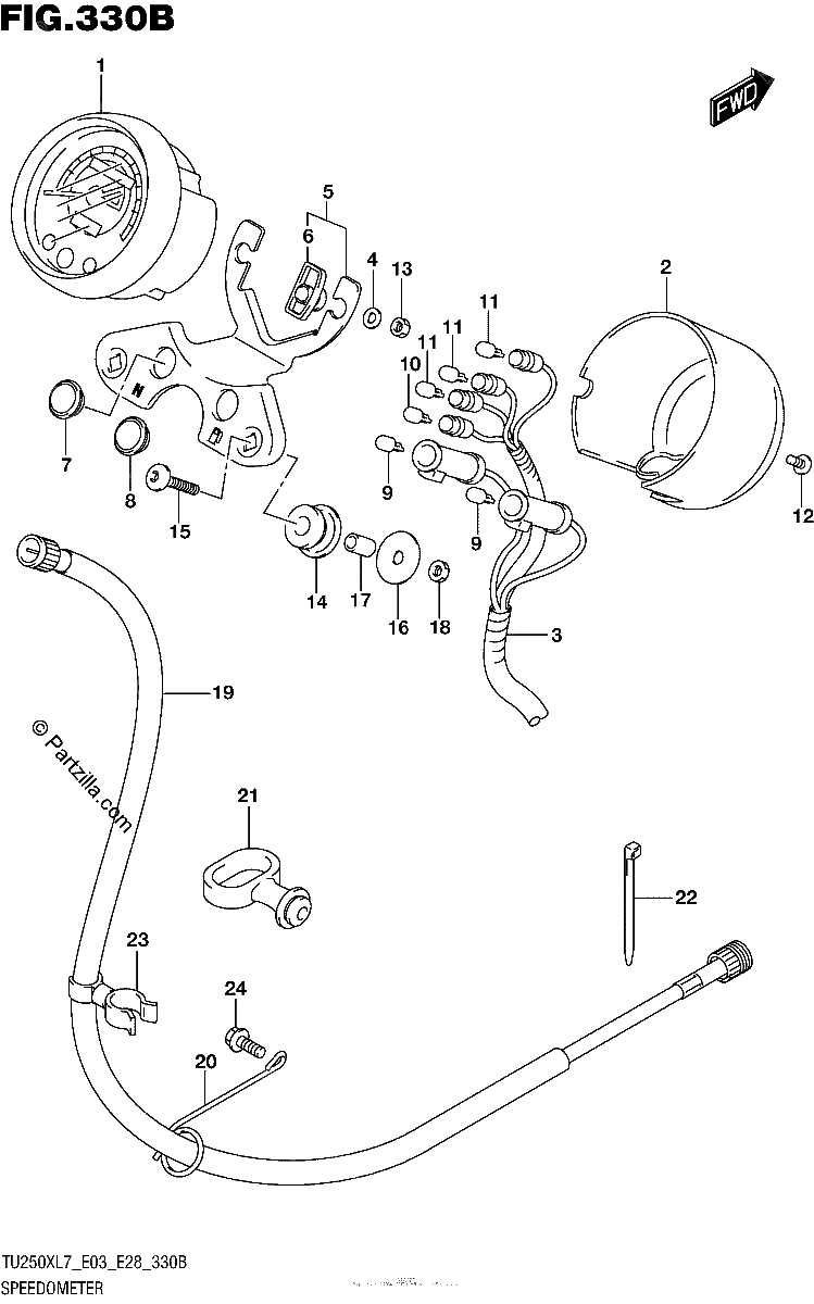 Diagrama de SPEEDOMETER TU250XL7 E28