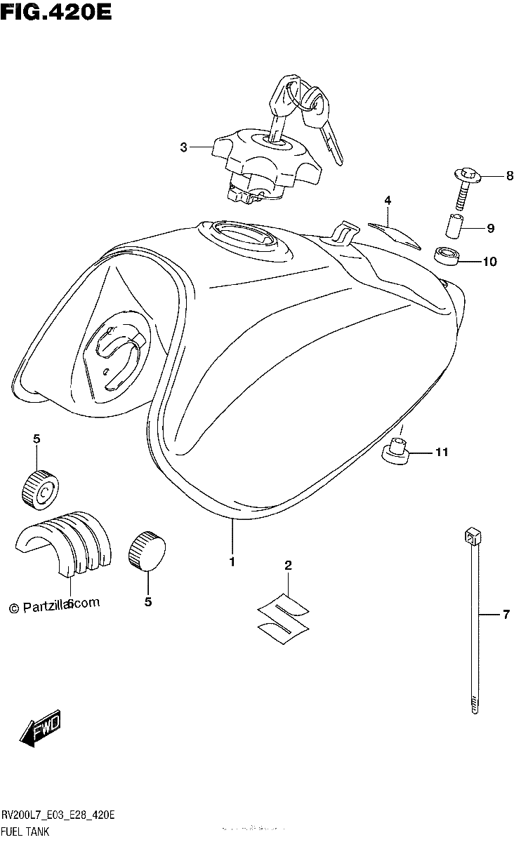Diagrama de FUEL TANK FOR PGZ RV200L7 E28