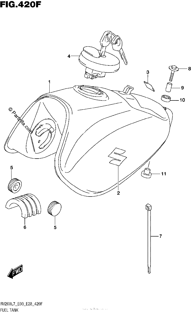 Diagrama de FUEL TANK FOR PGZ RV200L7 E33