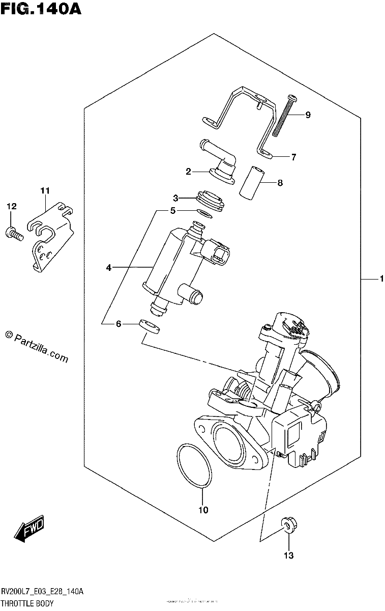 Diagrama de THROTTLE BODY RV200L7 E03
