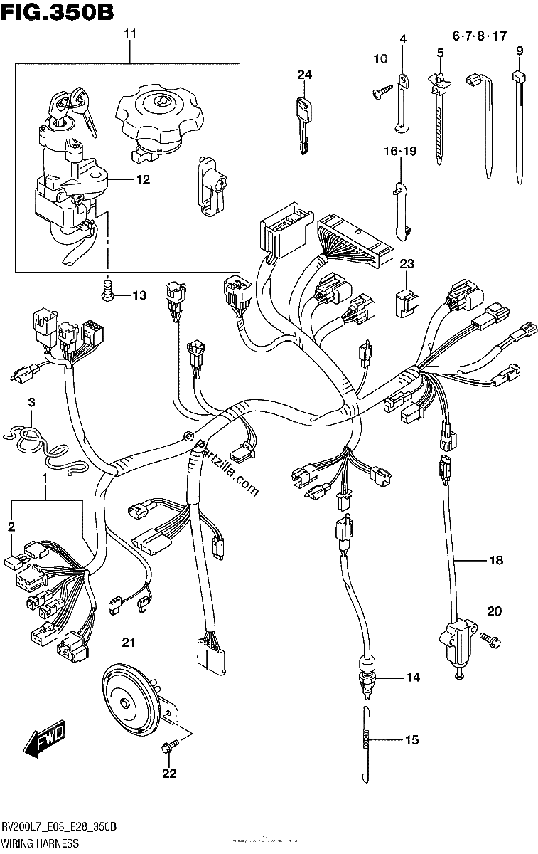 Diagrama de WIRING HARNESS RV200L7 E28