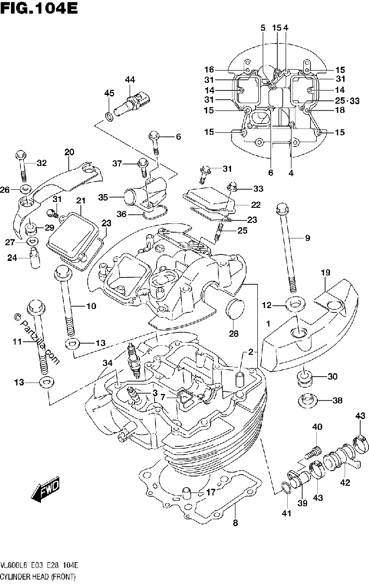 Diagrama de 104E CYLINDER HEAD FRONT VL800TL8 E28