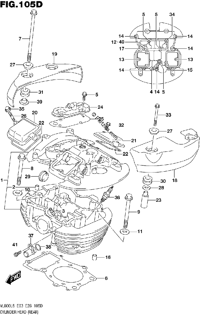 Diagrama de 105D CYLINDER HEAD REAR VL800TL8 E03
