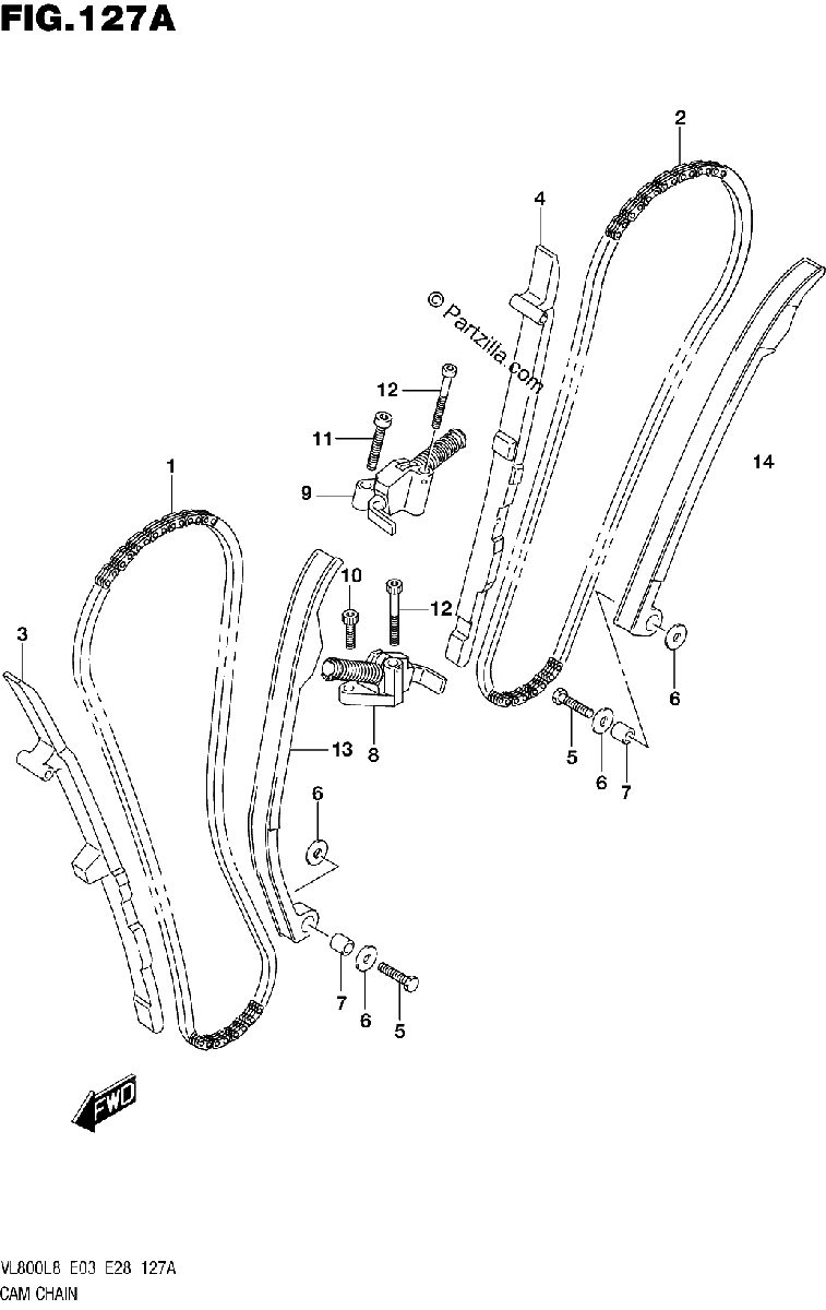 Diagrama de 127A CAM CHAIN