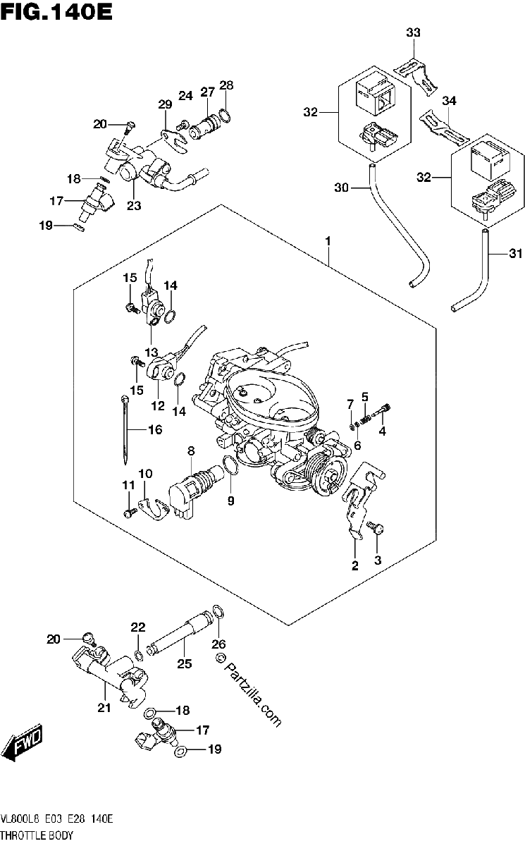 Diagrama de 140E THROTTLE BODY VL800TL8 E28