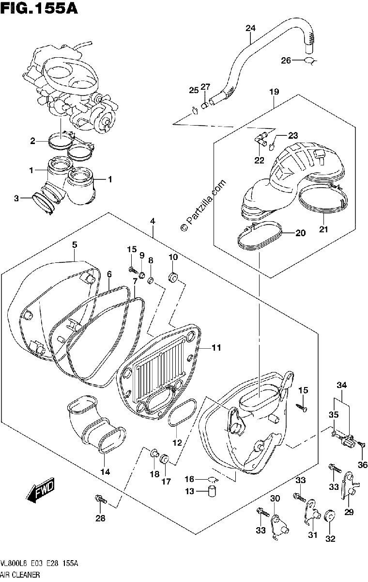 Diagrama de 155A AIR CLEANER