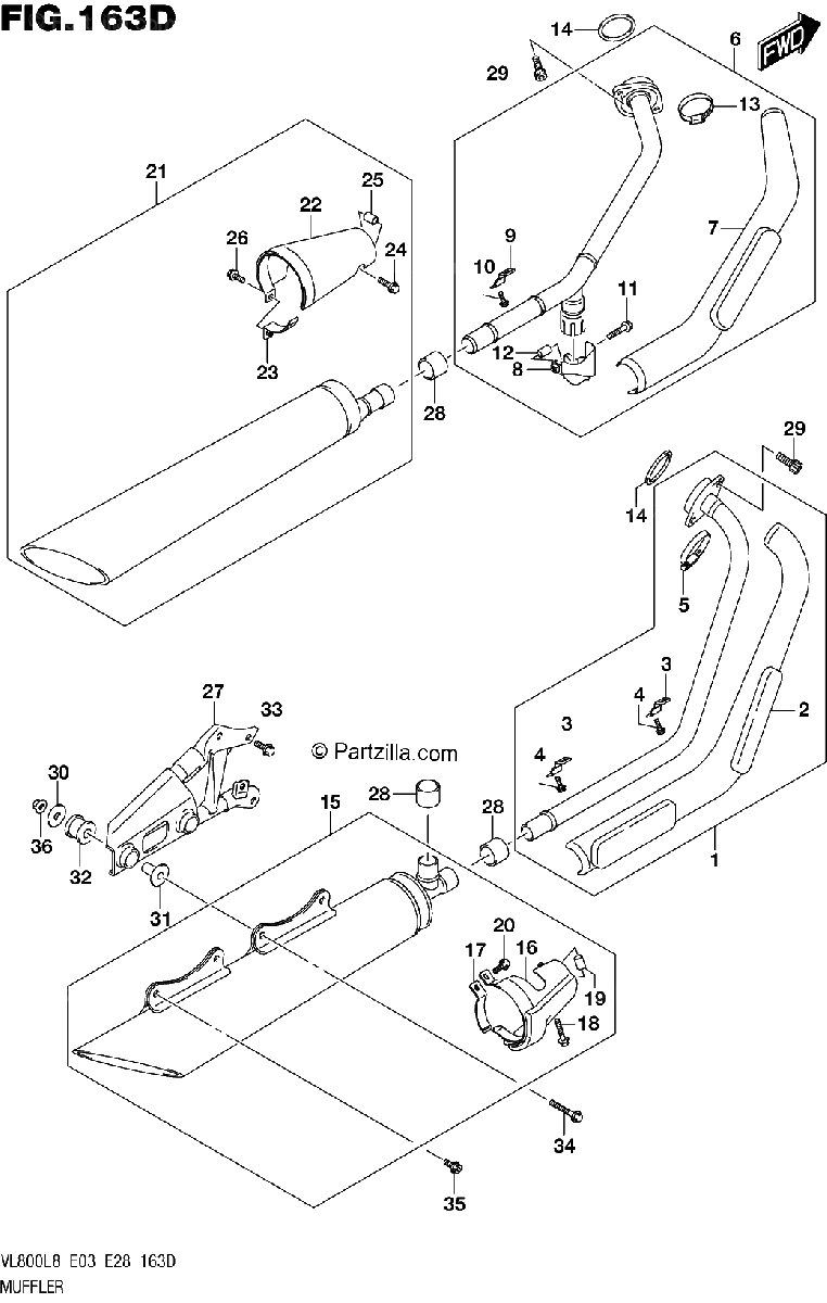Diagrama de 163D MUFFLER VL800TL8 E03