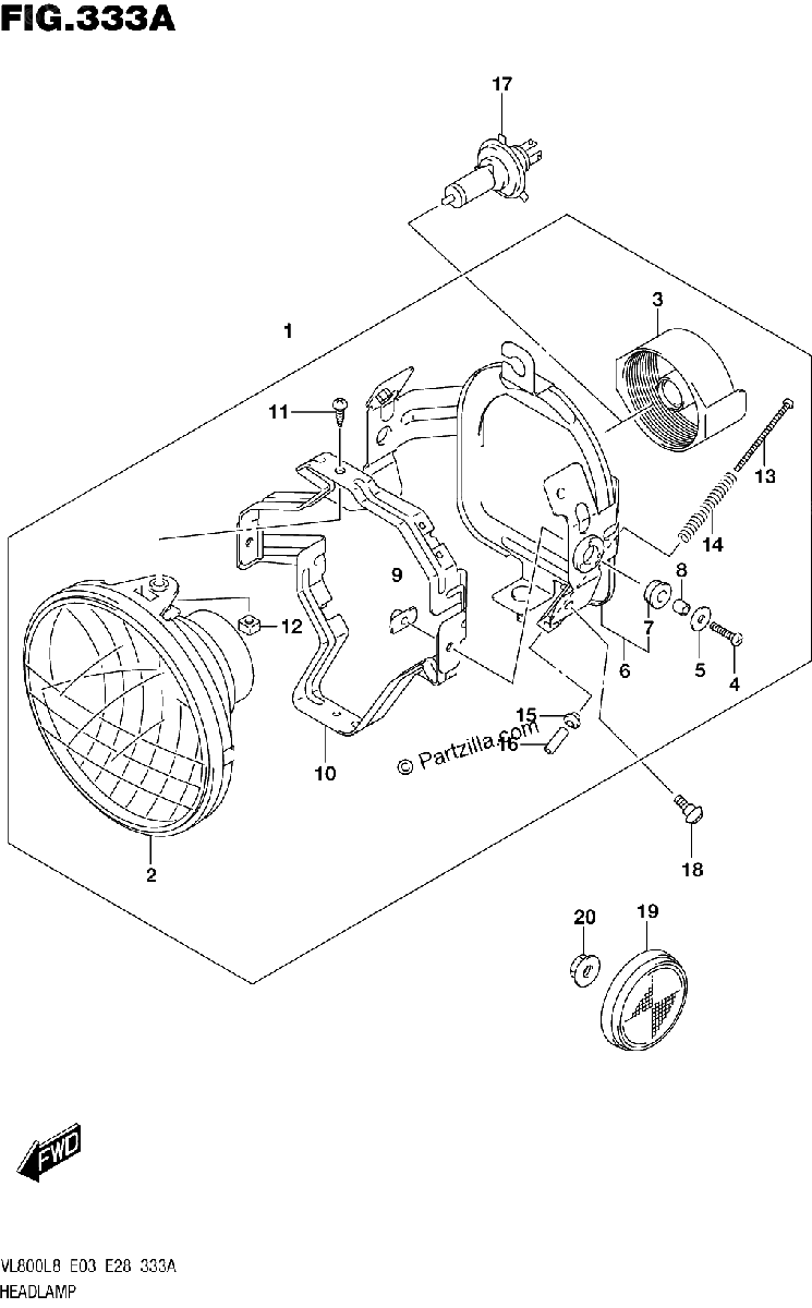 Diagrama de 333A HEADLAMP